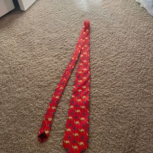 Vintage red tie with camel pattern